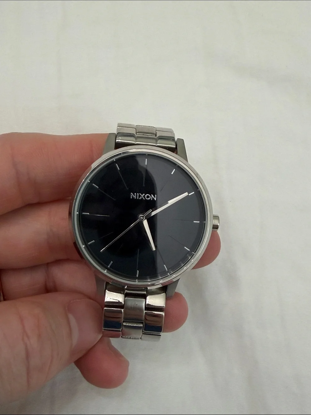 Nixon Silver and black Stainless Steel Watch
